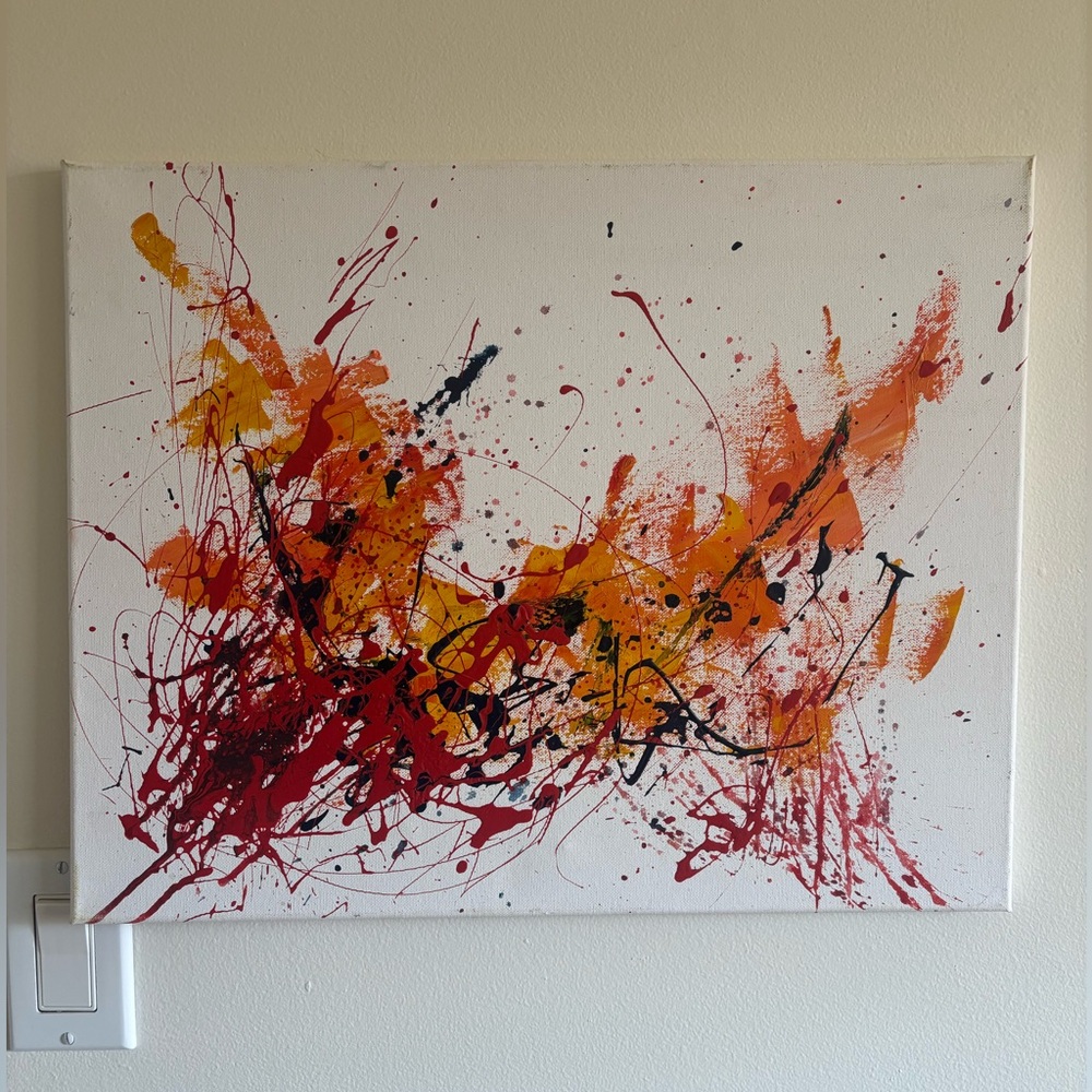 Dynamic Red and Orange Abstract Canvas Art